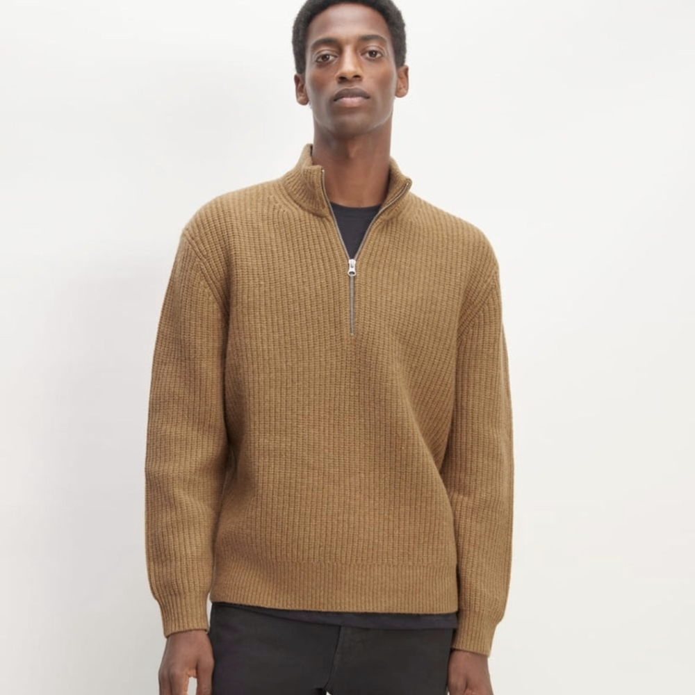 EVERLANE The Felted Merino Half-Zip Sweater